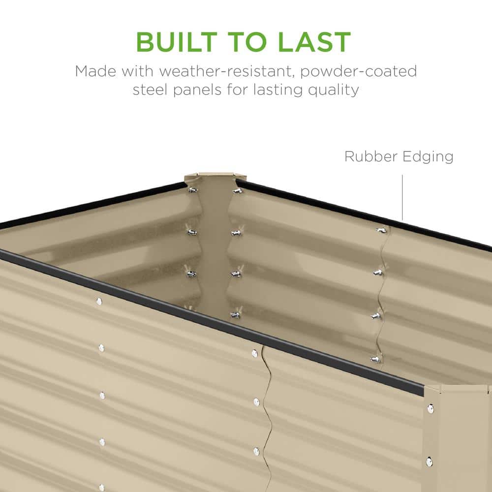 Beige 4x2x2ft Powder-Coated Steel Raised Garden Bed Planter
