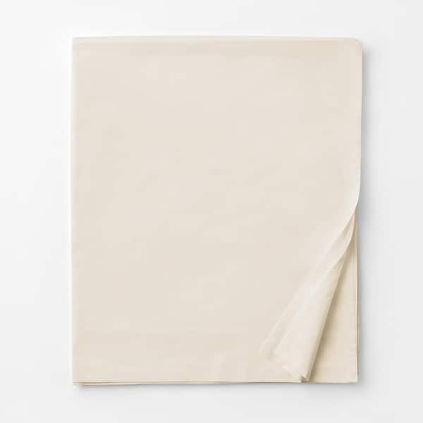 The Company Store Legends Luxury Solid Cream 500-Thread Count Cotton Sateen Full Flat Sheet