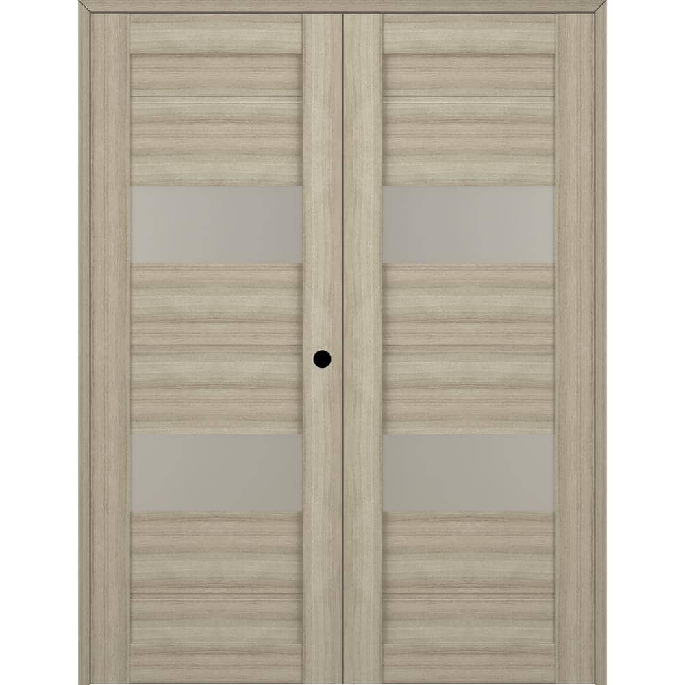 Shambor Pine Composite Prehung French Door with Frosted Glass