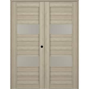 Vita 36 in. x 95.25 in. Left Hand Active 2-Lite Frosted Glass Shambor Wood Composite Double Prehung French Door