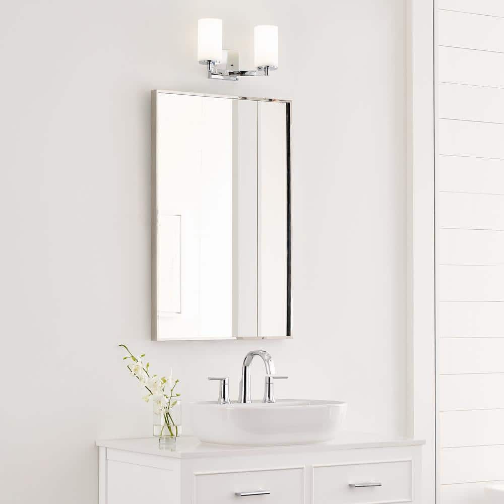 Hettinger Chrome 2-Light Vanity with Etched Glass Shades
