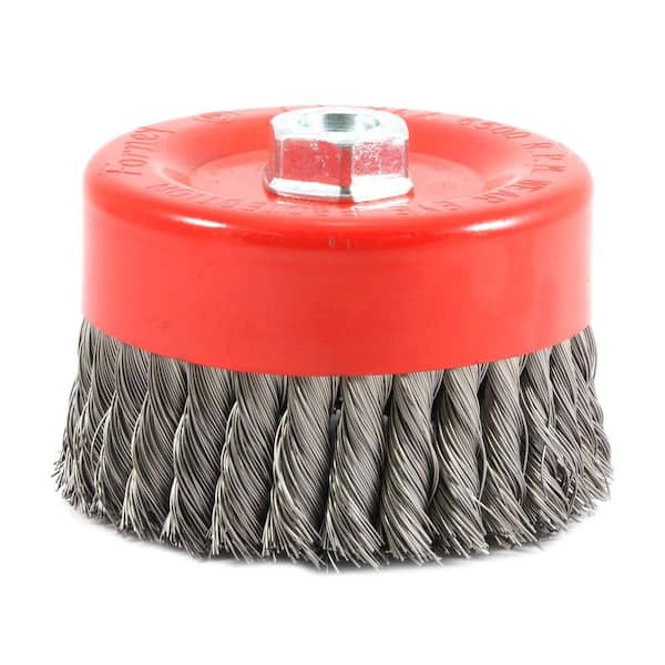 Forney 6 in. x 5/8 in.-11 Threaded Arbor Knotted Wire Cup Brush