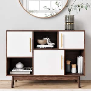 Ellipse Brown Cube Storage with Display Shelves and White Cabinet Doors