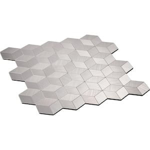 Cube Silver Aluminum Mosaic 5 in. x 5 in. Metal Peel and Stick Tile (.17 sq. ft./Sample)