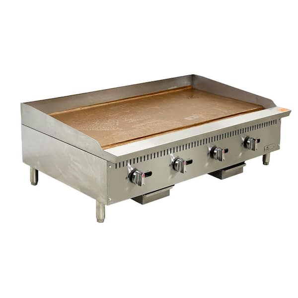 Cooler Depot NSF 48 in. Commercial Manual Gas Griddle 4-Burner with 120,000 BTU in Stainless Steel