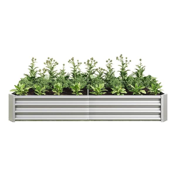6 ft x3 ftx1 ft Silver Raised Garden Bed Outdoor, , Metal Raised Rectangle Planter Beds for Plants, Vegetables, Flowers