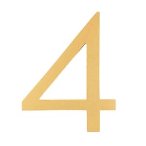 8 in. Brushed Brass Aluminum Floating or Flat Modern House Number 4