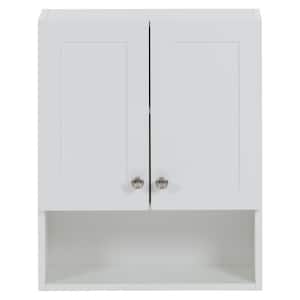 Lancaster 21 in. W x 8 in. D x 26 in. H Surface-Mount Shaker Bathroom Storage Wall Cabinet in White