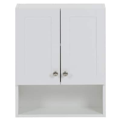 Bathroom Wall Cabinet Wooden Medicine Cabinet Buffering Hinge MDF Material  Over Toilet Storage 23x29 and Adjustable Shelves Cupboard Above Toilet