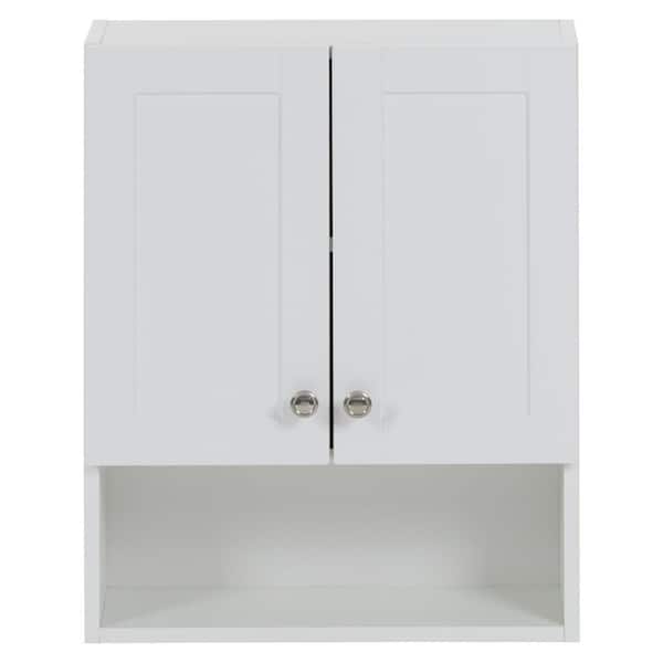 Glacier Bay Lancaster 21 in. W x 8 in. D x 26 in. H Surface-Mount Shaker Bathroom Storage Wall Cabinet in White