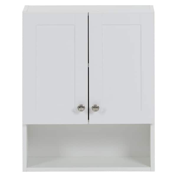 Lancaster 21 in. W x 8 in. D x 26 in. H Surface-Mount Shaker Bathroom Storage Wall Cabinet in White