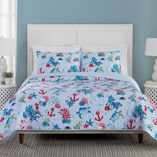 Vera Bradley Anchors Away 3-Piece Blue Polyester King Quilt Set