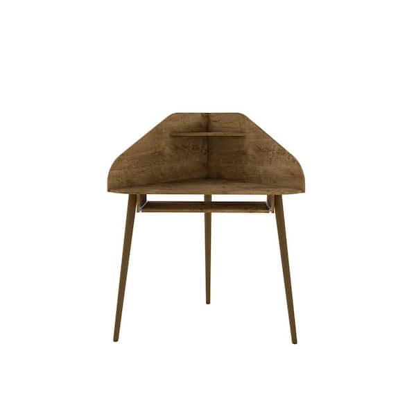 Manhattan Comfort Bradley Rustic Brown Corner Desk with Keyboard Shelf