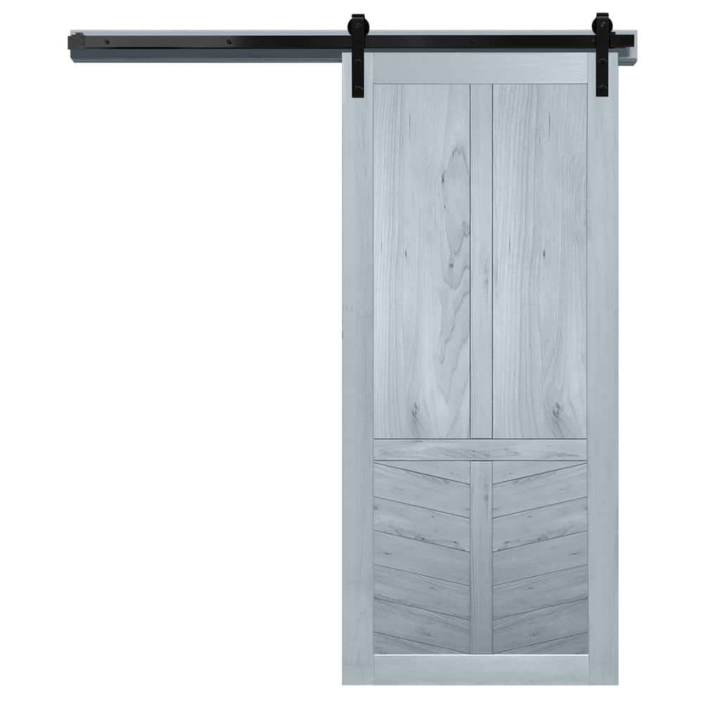30 in. x 84 in. The Robinhood Beach House Wood Sliding Barn Door with Hardware Kit in Black price history on PriceWatchPro