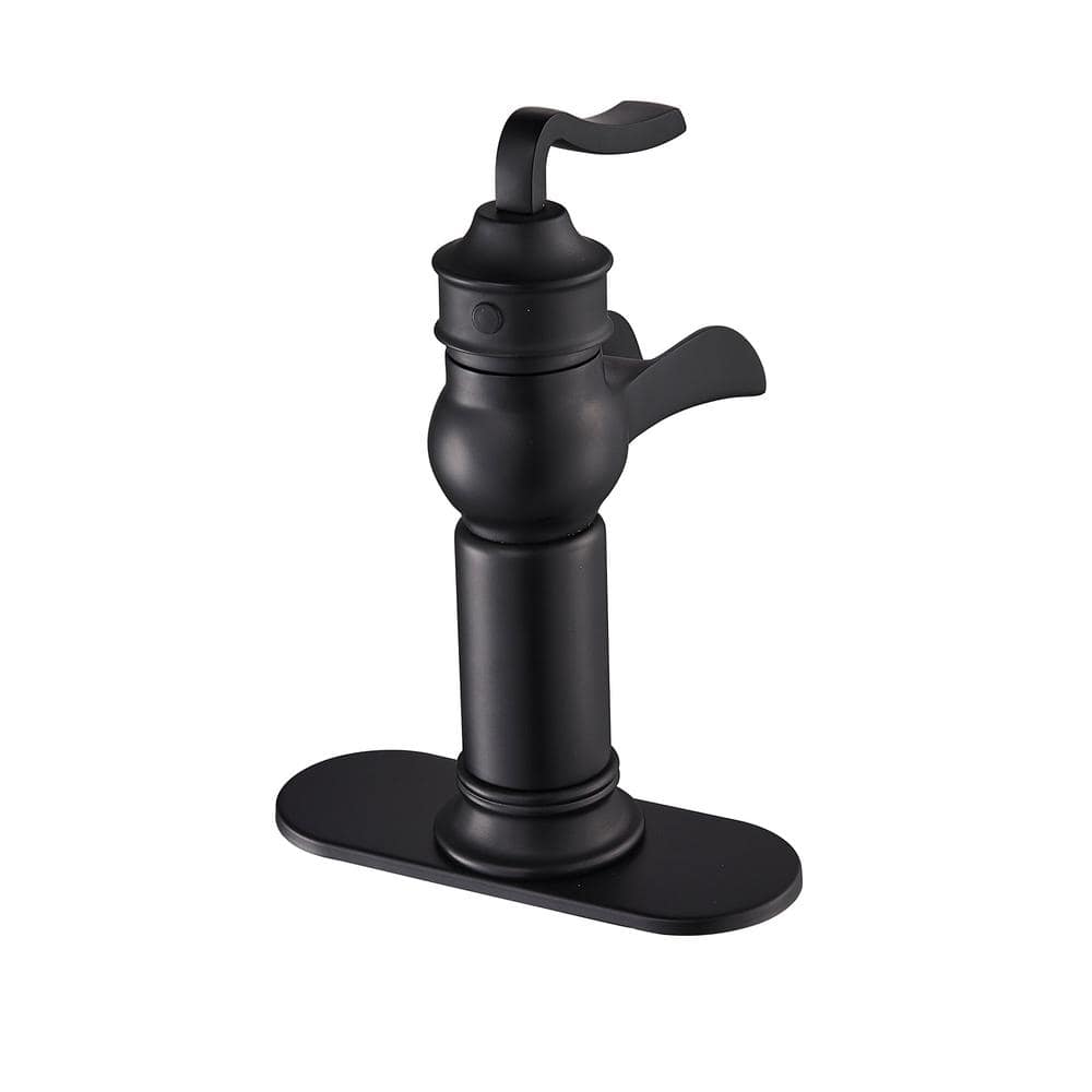 Matte Black Brass Waterfall Bathroom Faucet with Pop Up Drain