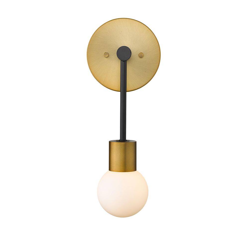 Matte Black and Brass Dimmable Wall Sconce