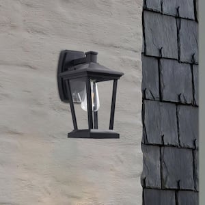 Amanda 1-Light Matte Black Hardwired Outdoor Wall Lantern Sconce