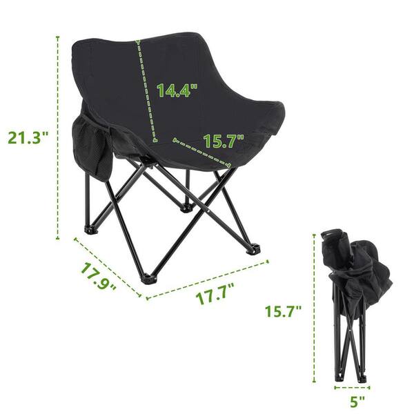 Folding Moon Camping Chair Heavy-Duty Saucer Chair With Carrying Bag Black Pedded Chair HW-YHY-BK - The Home Depot