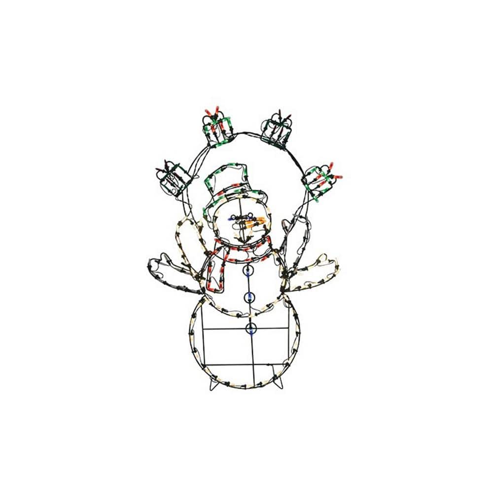 42 in. Christmas LED Animated Snowman with Gifts Outdoor Decor