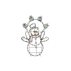 42 in. Christmas LED Animated Snowman with Gifts Outdoor Decor