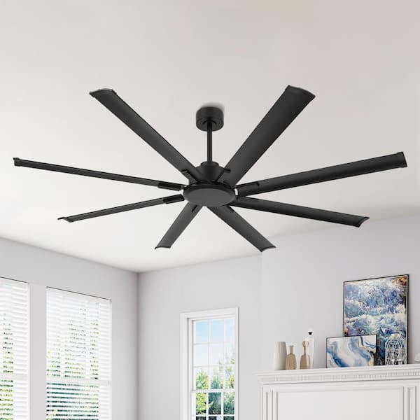 84 in. (7 ft. ) 8 Aluminum Fan Blades Indoor Ceiling Fan in Black with Remote