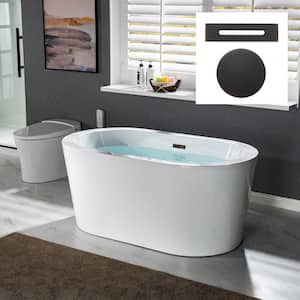 Vienna 56 in. Acrylic FlatBottom Double Ended Bathtub with Oil Rubbed Bronze Overflow and Drain Included in White