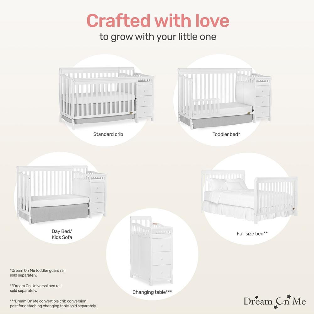 White Pine 5-in-1 Convertible Crib with Changer