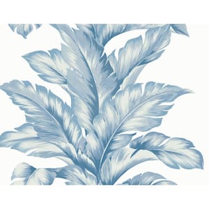 60.75 sq. ft. Coastal Haven Blue Skies Banana Springs Embossed Vinyl Unpasted Wallpaper Roll