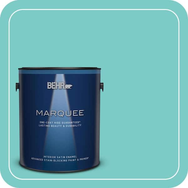 BEHR MARQUEE 1 gal. #BIC-39 Blue Green Gem Satin Enamel Interior Paint & Primer