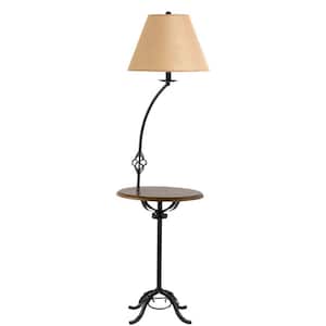 61.5 in. Black 1 Dimmable (Full Range) Tripod Floor Lamp for Living Room with Cotton Empire Shade