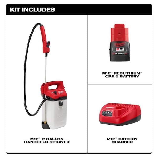 Milwaukee M12 12-Volt 2 Gal. Lithium-Ion Cordless Handheld Sprayer