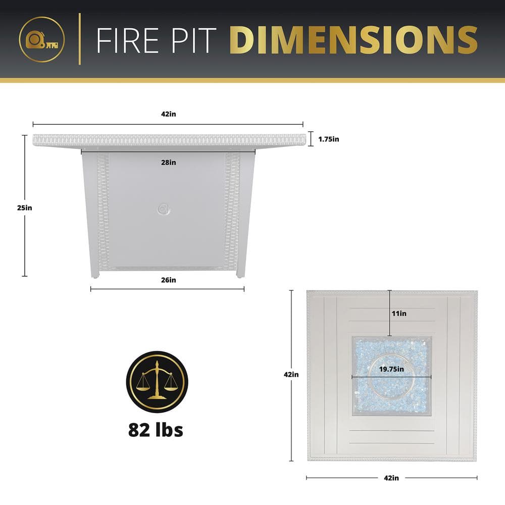 Ethan 42-inch Gray Aluminum and Rattan Gas Fire Pit Table