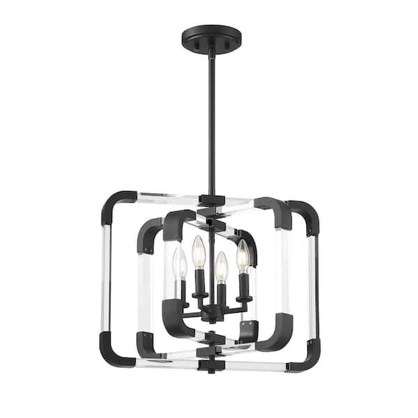 Savoy House Rotterdam 4-Light Matte Black Semi-Flush Mount Ceiling Light