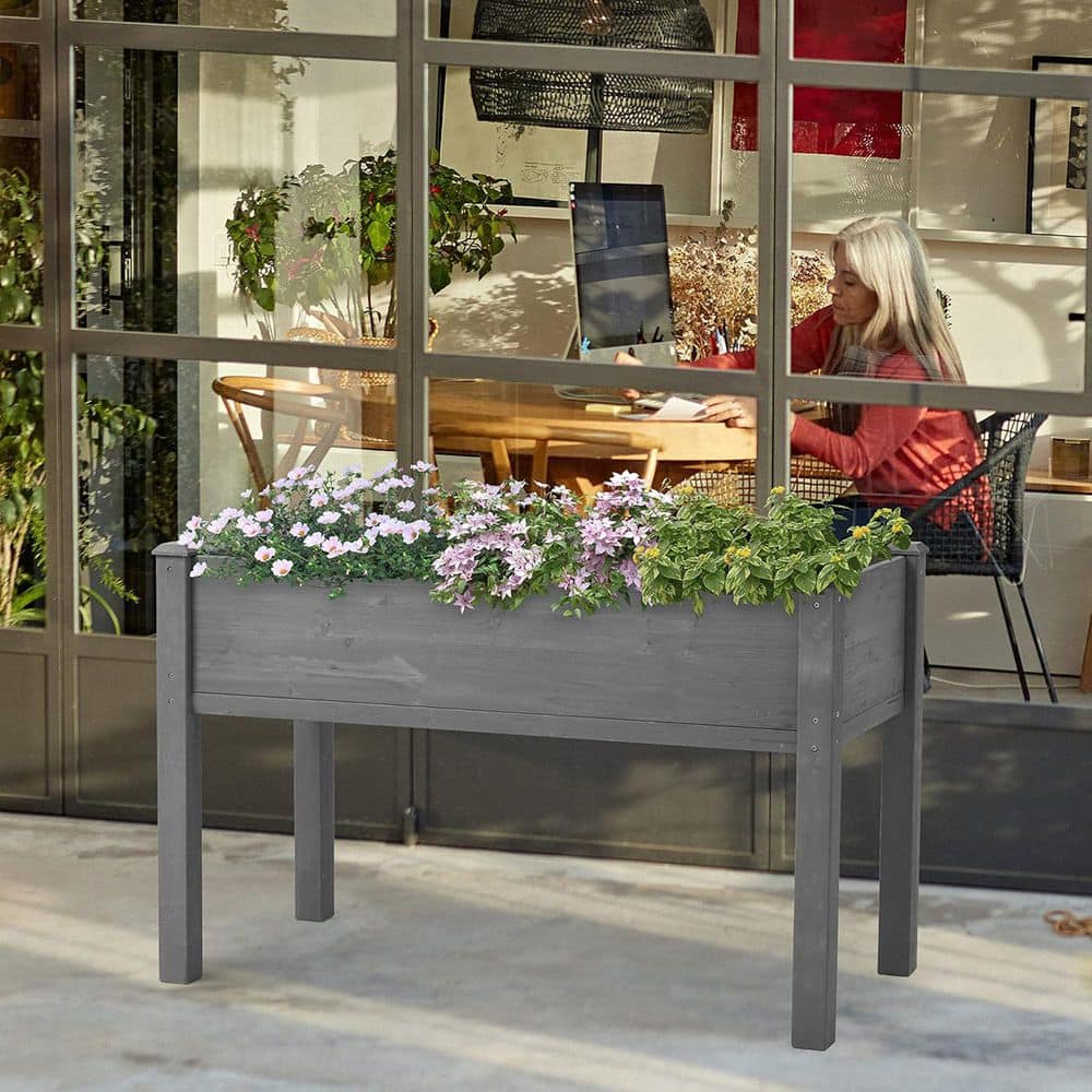 48 x 24 x 30 in. Raised Garden Bed w/ Legs, Wooden Planter Box for Outdoor 