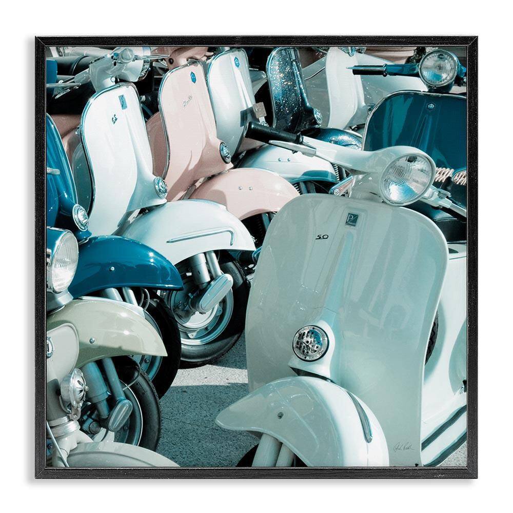 Lined Up Italian Scooters by Deborah Revell Black Framed Typography Giclee Art Print 17 in. x 17 in. price history on PriceWatchPro