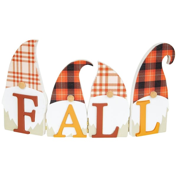 Plaid Gnomes Fall Harvest Wooden Sign-10 in.