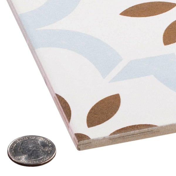Istanelle Theosis Blue 8 in. Encaustic Matte Porcelain Wall and Floor Tile (8.17 sq. ft./Case)