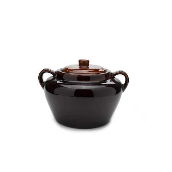 Kook Ceramic Bean Pot, Hand Painted, with Lid and Handles