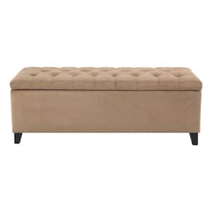 Sasha Sand Tufted Top Storage Bench 18.5 in. H x 49 in. W x 19.25 in. D