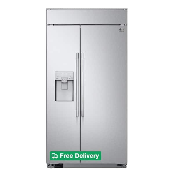 STUDIO 42 in. W 26 cu. ft. SMART Built-in Side by Side Refrigerator in Stainless Steel with Tall Ice & Water Dispenser