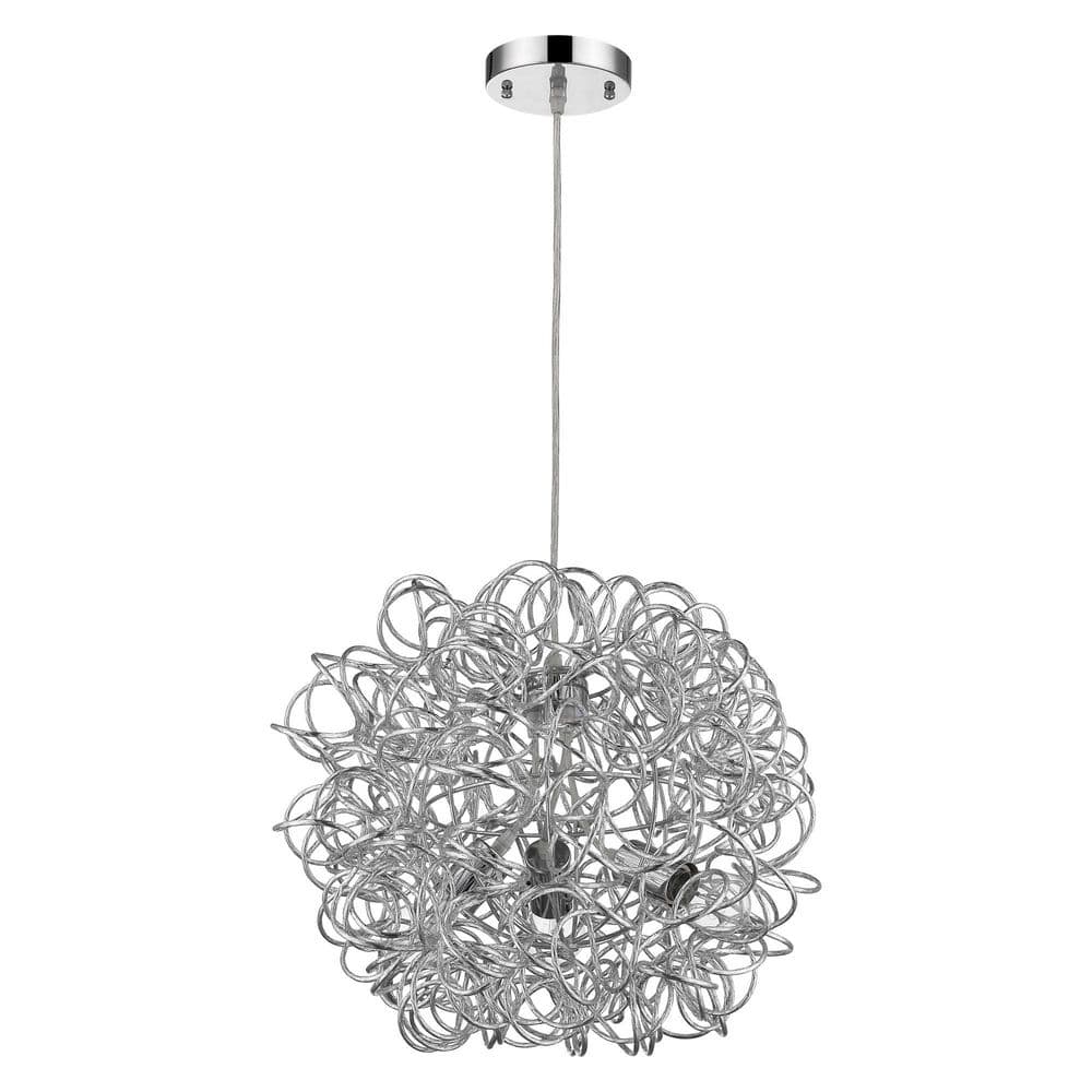 40-Watt 3-Light Chrome Pendant Light with Metal, No Bulbs Included price history on PriceWatchPro