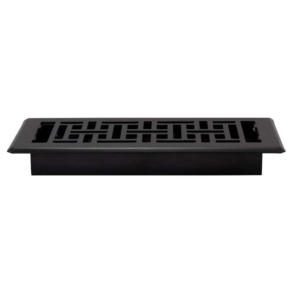 Textured Black Oriental Steel Floor Register, 4x10 Inches