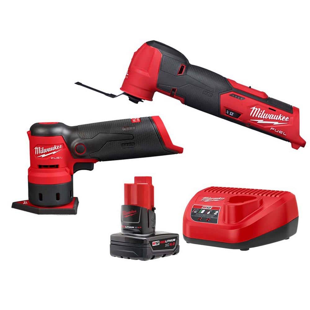 Milwaukee M12 FUEL 12-Volt Lithium-Ion Cordless Oscillating Multi-Tool and  M12 FUEL Orbital Detail Sander with Battery and Charger 48-59-2440-2526-20- 2531-20 The Home Depot