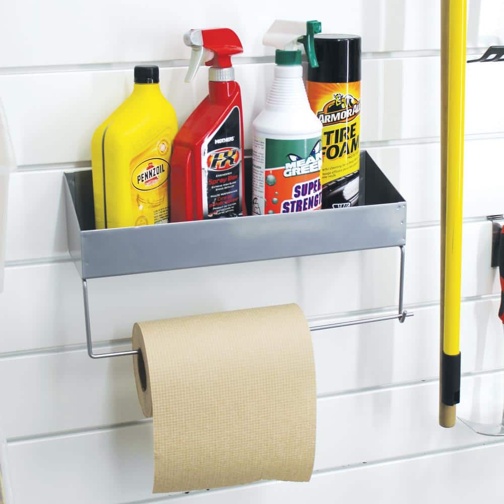 Silver Heavy Duty Steel Paper Towel Holder Shelf