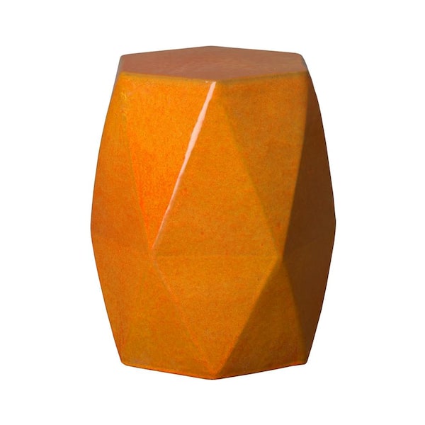 Emissary Brilliant Matrix 18 in. H Bright Orange Specialty Ceramic Garden Stool