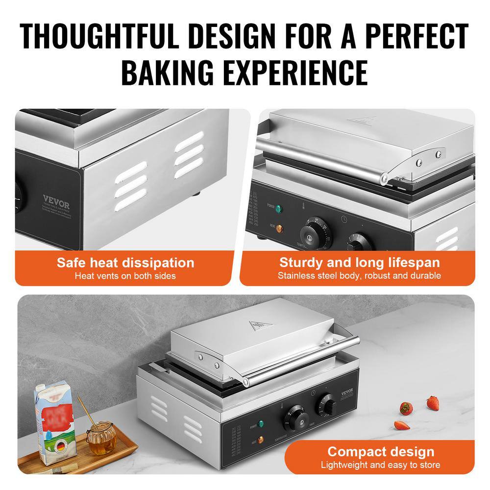 Stainless Steel Belgian 10-Waffle Non-Stick Commercial Waffle Maker