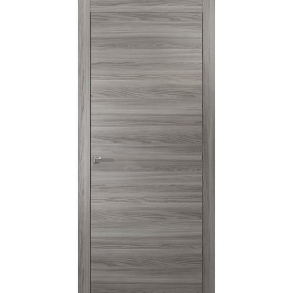 Sartodoors 24 in. x 96 in. Solid Core No Bore Grey Matte Finished Pine Wood Swing Interior Door Slab with Hardware