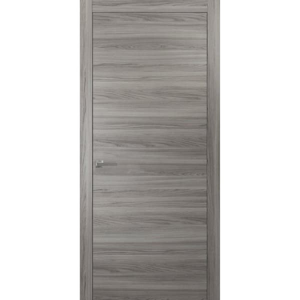 Sartodoors 0010-30 in. W. x 84 in. Flush No Bore Grey Solid Core Matte Finished Pine Wood Interior Door Slab with Hardware
