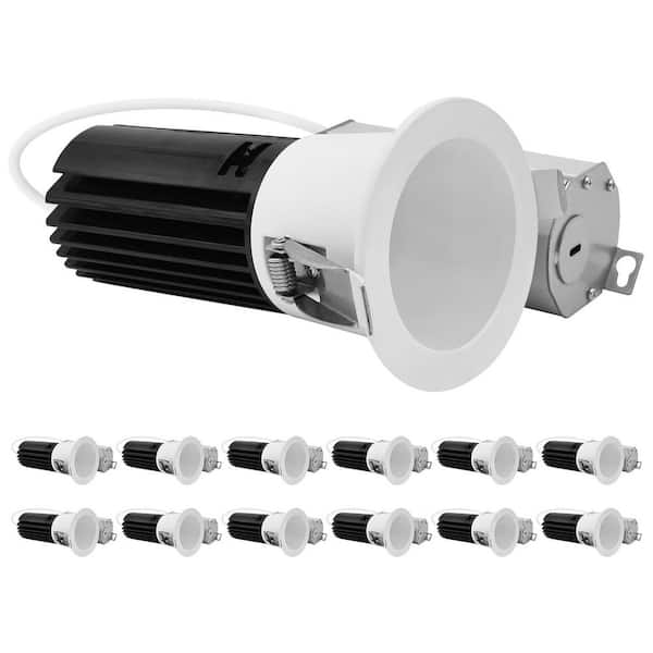 12-pack 2 in. Integrated LED Deep Regressed Canless Light, 5CCT, 1000LM, 15W, 38° Beam, Dimmable, 120V, IC Rated, ETL