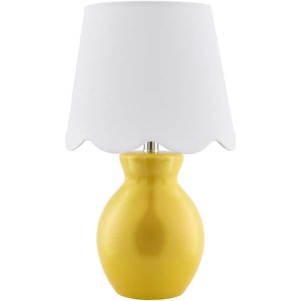 Livabliss Stella Diminuta Yellow/White Cottage 15.75 in. Indoor Accent Table Lamp